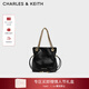 CHARLES&KEITH柔軟抽繩簡(jiǎn)約鏈條福袋包手提托特包包女包生日禮物CK2-80151536 Black黑色 S