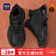 海瀾之家男鞋2025秋冬季新品潮流厚底增高老爹鞋男士透氣網(wǎng)面休閑運動(dòng)鞋子 黑紅色 皮面加絨款 40