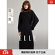 ELLE高領(lǐng)寬松顯瘦針織連衣裙女2024年冬季新款設計感中長(cháng)款毛衣裙 黑色 S