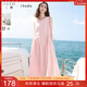 三彩2025夏季新款圓領(lǐng)無(wú)袖背心裙A字裙大擺連衣裙長(cháng)裙女
