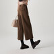 塔馳密司2026春季新款時(shí)尚通勤加厚拉毛保暖八分闊腿褲休閑褲女褲 咖色 XL