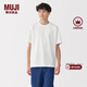 MUJI男式天竺編織圓領(lǐng)短袖T恤男士打底衫男款休閑上衣夏季男裝 白色 L (175/100A)