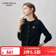 科蒙博卡2025秋冬新款100%羊絨衫女裝彩色紐扣開(kāi)衫外套圓領(lǐng)針織毛衣上衣 午夜黑 L