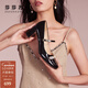 莎莎蘇[羅馬假日]春夏方頭新中式瑪麗珍單鞋女法式高粗跟鞋婚鞋 黑色 34
