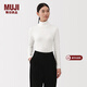 MUJI女式 起毛 羅紋編織 高領(lǐng)長(cháng)袖T恤 針織衫打底衫女裝25年冬季 白色 M （160/84A）