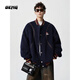 OEMG  藏青色復古棒球棉服男士秋冬季上衣夾克加厚保暖潮牌運動(dòng)襖外套 藏青色 XL [建議110-130斤]