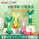 AILUKI日本兒童牙刷u型1-3-6-12歲嬰幼兒軟硅膠寶寶專(zhuān)用寶寶刷牙神器 【0-3歲】粉色+粉杯子 1支 輕松上手 360°環(huán)繞刷