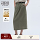 Teenie Weenie【亞麻】小熊女裝2025秋季新款中長(cháng)款薄款開(kāi)叉半身裙 淺軍綠色 M