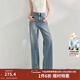 茵曼休閑舒適時(shí)尚簡(jiǎn)約文藝雙排扣順滑拉鏈彈力直筒牛仔褲 牛仔藍 26