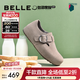 百麗（Belle）周雨彤同款全麥吐司1代鞋子女款全包加絨棉鞋勃肯鞋B7Z2DAM6 灰色-4cm增高（2代） 37