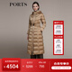 PORTS寶姿女裝2024新款氣質(zhì)連帽修身收腰鵝絨中長(cháng)款羽絨 卡其色 S