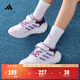 adidas男女小童Tensaur Run 3.0 EL魔術(shù)貼休閑運動(dòng)鞋新款阿迪達斯 白色/粉末洋李紫/柔和紫   33