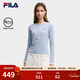 FILA 斐樂(lè )官方女子針織長(cháng)袖T恤25冬新款時(shí)尚經(jīng)典休閑修身亨利衫打底衫 艾麗斯藍-LB M 165/84A/M