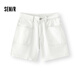 森馬（Semir）森柔|牛仔褲女夏季做舊半松緊腰短褲復古潮流直筒褲103325122001