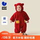 迷你巴拉嬰兒衣服寶寶新生兒加絨連帽連體衣爬服外穿紅色圣誕衣服2025冬款