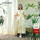 edition連衣裙女夏新款復古法式泡泡袖收腰印花氣質(zhì)亞麻長(cháng)裙 藝術(shù)花卉色 S 160