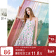 三彩2025春季新款碎花吊帶裙無(wú)袖連衣裙純棉A字裙長(cháng)裙M