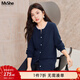 MsShe【45支羊毛混紡】大碼女裝2026款春季胖mm顯瘦毛衣開(kāi)衫外套 藏青藍色現貨 3XL