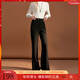 三彩2025冬季新款休閑褲收腰微喇垂感長(cháng)褲喇叭褲女 經(jīng)典黑 XL 170/76A