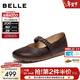 百麗（Belle）復古松緊帶羊皮瑪麗珍鞋女2026春新商場(chǎng)同款質(zhì)感單鞋F3T1DAQ6 咖啡色 36