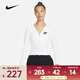耐克女子刺繡時(shí)尚魚(yú)骨開(kāi)襟短款夾克長(cháng)袖拉鏈上衣休閑保暖戶(hù)外運動(dòng)T恤 FD2377-100 S