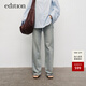 edition牛仔褲女含天絲復古直筒休閑褲淺藍色牛仔褲 牛仔藍色 L (28)