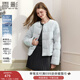 香影小香風(fēng)輕薄羽絨服女2025冬季新款亮片90白鴨絨寬松圓領(lǐng)短外套 灰藍 M 160/84A/95-110斤