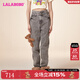 LALABOBO可拆卸小熊高腰牛仔褲女高腰顯瘦百搭可愛(ài)長(cháng)褲潮學(xué)生LBCD-WXZC12 灰色 常規 27