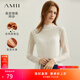 AMII女裝2025秋季新款自然卷邊半高領(lǐng)修身顯瘦網(wǎng)紗T恤女優(yōu)雅 米白 XL