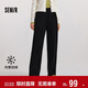 森馬（Semir）[商場(chǎng)同款]休閑褲女加絨長(cháng)褲簡(jiǎn)約冬2024仿呢闊腿褲101724127016A