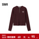 森馬（Semir）毛衣女冬季短款半開(kāi)襟刺繡修身套頭衫女生休閑簡(jiǎn)約風(fēng)顯瘦上衣 酒紅60900 L