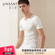 金三塔 商場(chǎng)同款睡衣上裝男100%桑蠶絲真絲圓領(lǐng)T恤NZM9B710 白色V領(lǐng)（雙面真絲） XXL