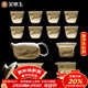 金鑲玉功夫茶具整套裝陶瓷茶壺送人禮品盒高檔羊脂玉白瓷山水描金