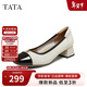 他她（TATA）2025秋時(shí)尚淺口女單鞋XMM02CQ5 米/黑 34