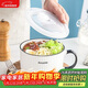 唯銘諾陶瓷碗餐具密封盒帶蓋家用保鮮碗單柄便當盒帶飯碗豎紋泡面碗