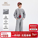 英氏（YEEHOO）男女童套裝兒童衛衣衛褲兩件套中大童裝休閑運動(dòng)春裝 淺灰色 160