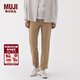 MUJI女式 彈力絲光斜紋 修身錐形褲 褲子 女款春季款 25年春 BE1TQC5S 深米色 XL (165/74A)