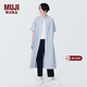 MUJI女式 涼感 平紋立領(lǐng)短袖連衣裙 女裝裙子夏季長(cháng)裙 BC2ICC4A 藍色格紋 S 155/80A