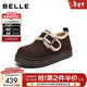 百麗（Belle）復古毛邊雪地靴女冬季新款商場(chǎng)款舒適毛毛鞋勃肯鞋E5N1DDM5預售 咖啡色 37