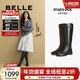 百麗（Belle）雙子星騎士靴女冬季新款商場(chǎng)同款質(zhì)感牛皮顯瘦長(cháng)筒靴E4F1DDG5 黑色【牛皮 筒高38cm】 37 (235mm)