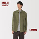 MUJI男式 法蘭絨長(cháng)袖襯衫男士襯衣25年冬季空調衫男裝純棉 卡其色 M （170/92A）