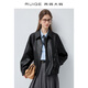 芮鴿大碼女裝甜酷機車(chē)皮衣女抽繩短款外套新款春季寬松微胖mm上衣 甜酷黑外套 L