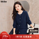 MsShe【45支羊毛混紡】大碼女裝2026款春季胖mm顯瘦毛衣開(kāi)衫外套 藏青藍色現貨 3XL