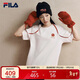 FILA 斐樂(lè )馬上起飛情侶針織短袖T恤2026春季時(shí)尚休閑純棉海棠花上衣