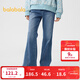 巴拉巴拉童裝女童褲子兒童牛仔褲春裝長(cháng)褲甜美喇叭褲子時(shí)尚百搭潮 牛仔深藍88301 150