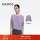 ERDOS【初絨】25秋冬圓領(lǐng)時(shí)髦寬松通勤百搭休閑女套衫羊絨衫 煙灰紫 M 165/84A