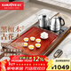 金灶（KAMJOVE）實(shí)木茶盤(pán)帶燒水壺一體 自動(dòng)上水茶具泡茶器全套茶臺茶盤(pán)套裝R-190 搭配E9 陶瓷茶具 茶水桶