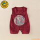 G.duck小黃鴨嬰兒連體衣夏季薄款新生兒衣服國風(fēng)周歲禮服男寶寶滿(mǎn)月夏裝 4244酒紅色  90cm 建議9個(gè)月-1歲20-25斤