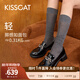 接吻貓KISSCAT25年春季新款星空樂(lè )福鞋舒適通勤百搭小皮鞋女KA65134-10 黑色 （瘦腳卡碼拍小一碼） 38