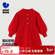 迷你巴拉長(cháng)袖連衣裙女童寶寶喜慶新年柔軟親膚保暖泡泡袖甜美